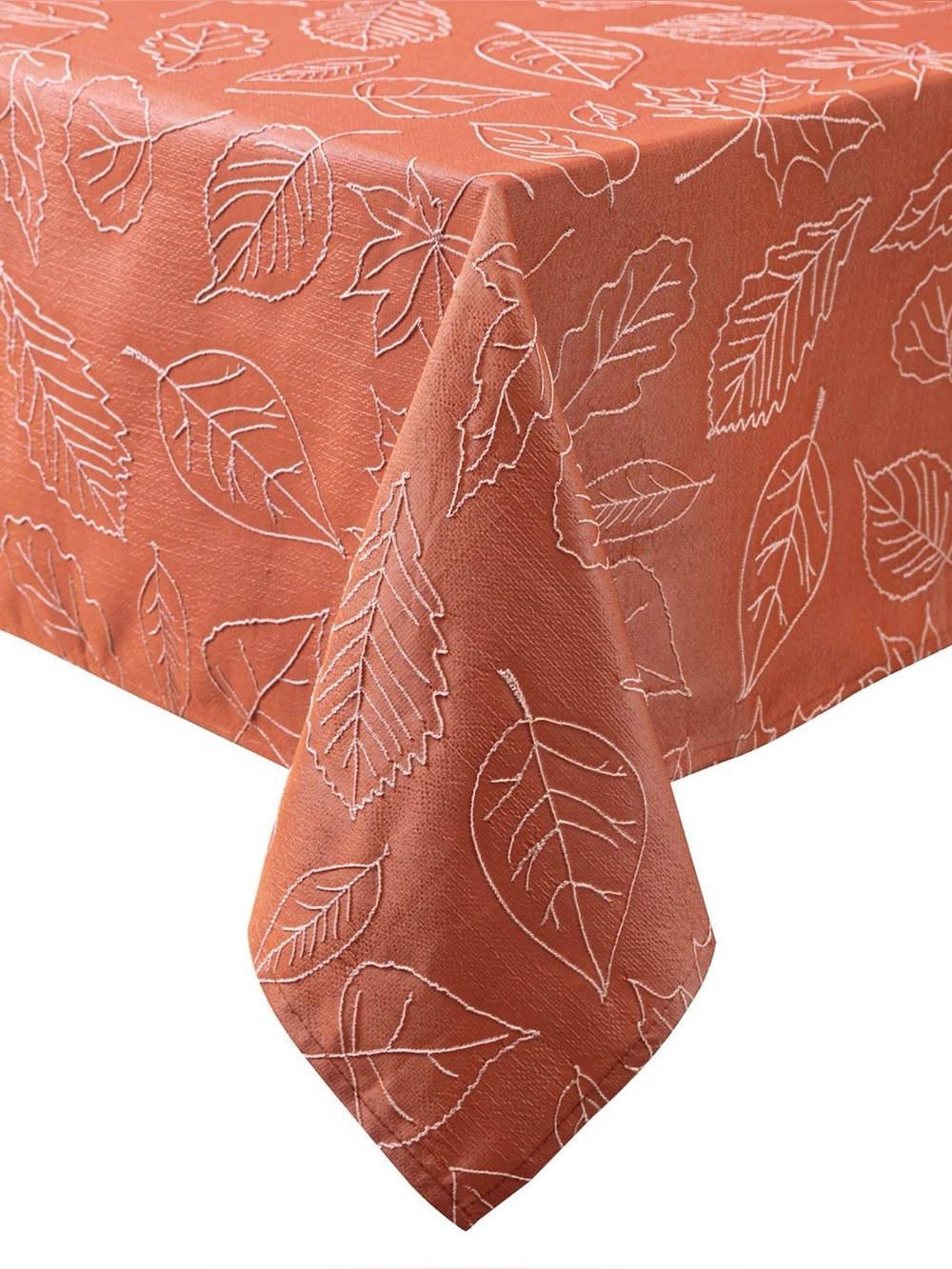 Laura Ashley Embroidered Leaf Tablecloth in Terracotta